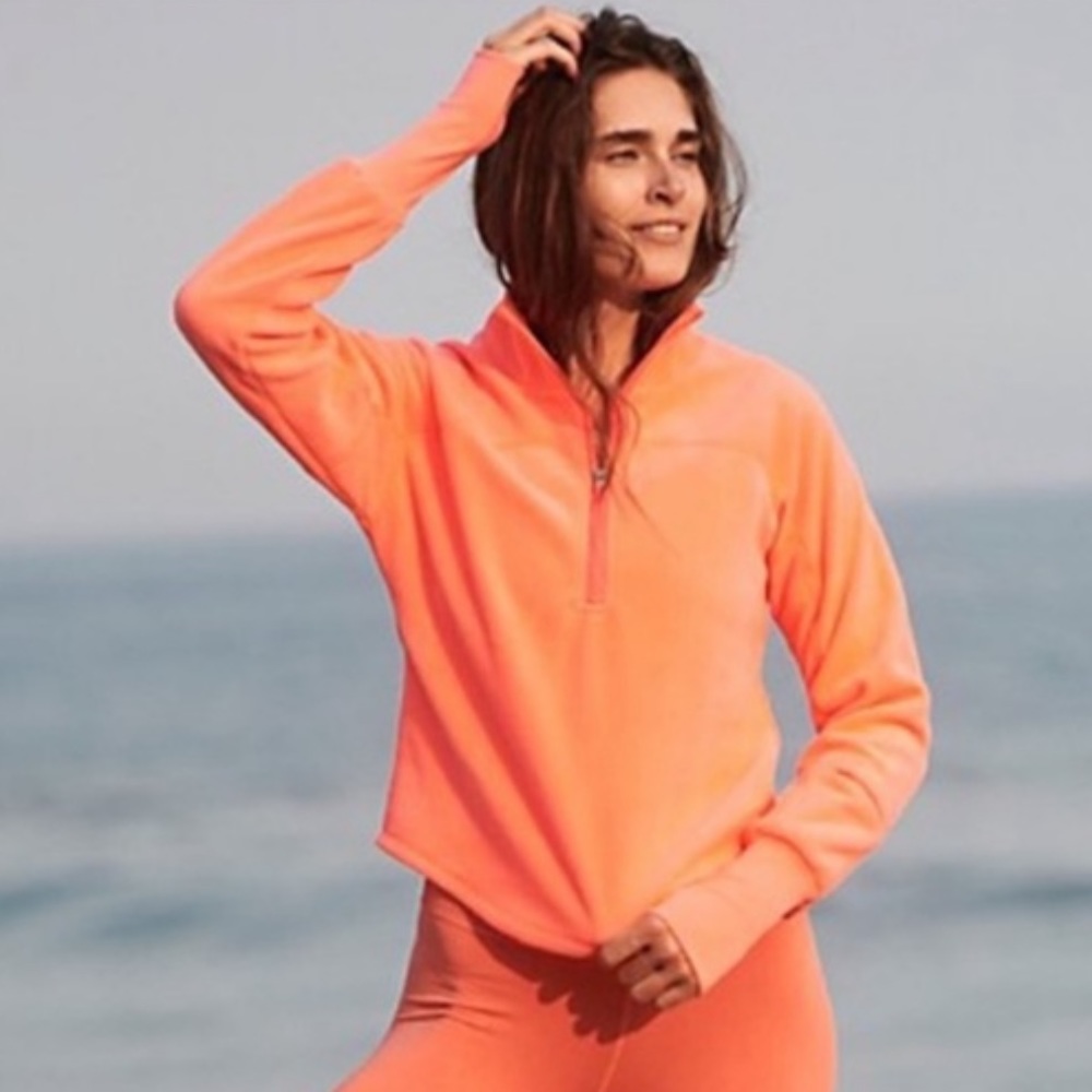 NWOT Free People Movement Great Heights Neon Pink 1/4 Zip Fleece Pullover XS